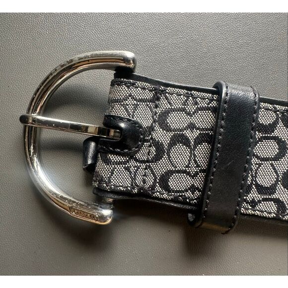 Coach Classic Mini Monogram Silver Buckle Black and white Belt 3977 main image 9
